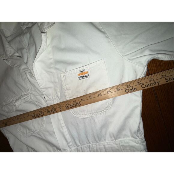 Vintage Sears Nation-Alls White Coverall Workwear Jumpsuit 42S Utility Mechanic - Picture 12 of 16